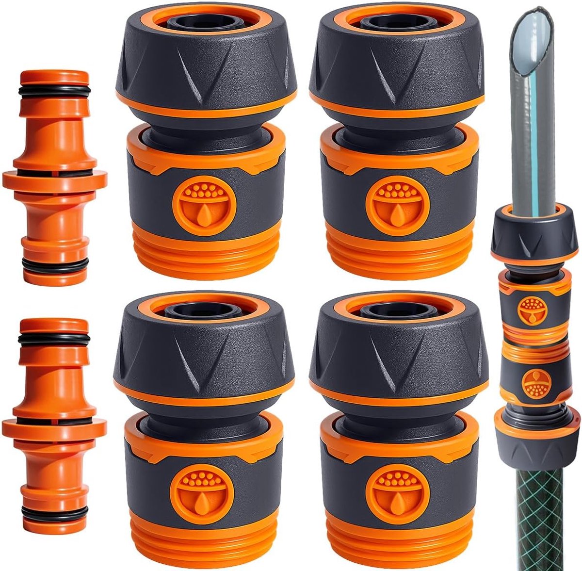 SnelShoppen - 4 Stuks Tuinslang Koppelingen 3/4 Inch (19mm) met 2 Koppelingen, Geschikt voor Tuin, Buitengebruik, Slangverlenging en Wateraansluitinge