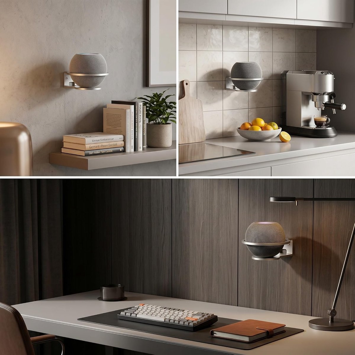 SnelShoppen - Aramox Luidspreker Wandbeugel, Aluminium Houder voor HomePod Mini, Ultra Stabiel, Eenvoudige Installatie, Ruimtebesparende Steun voor Th
