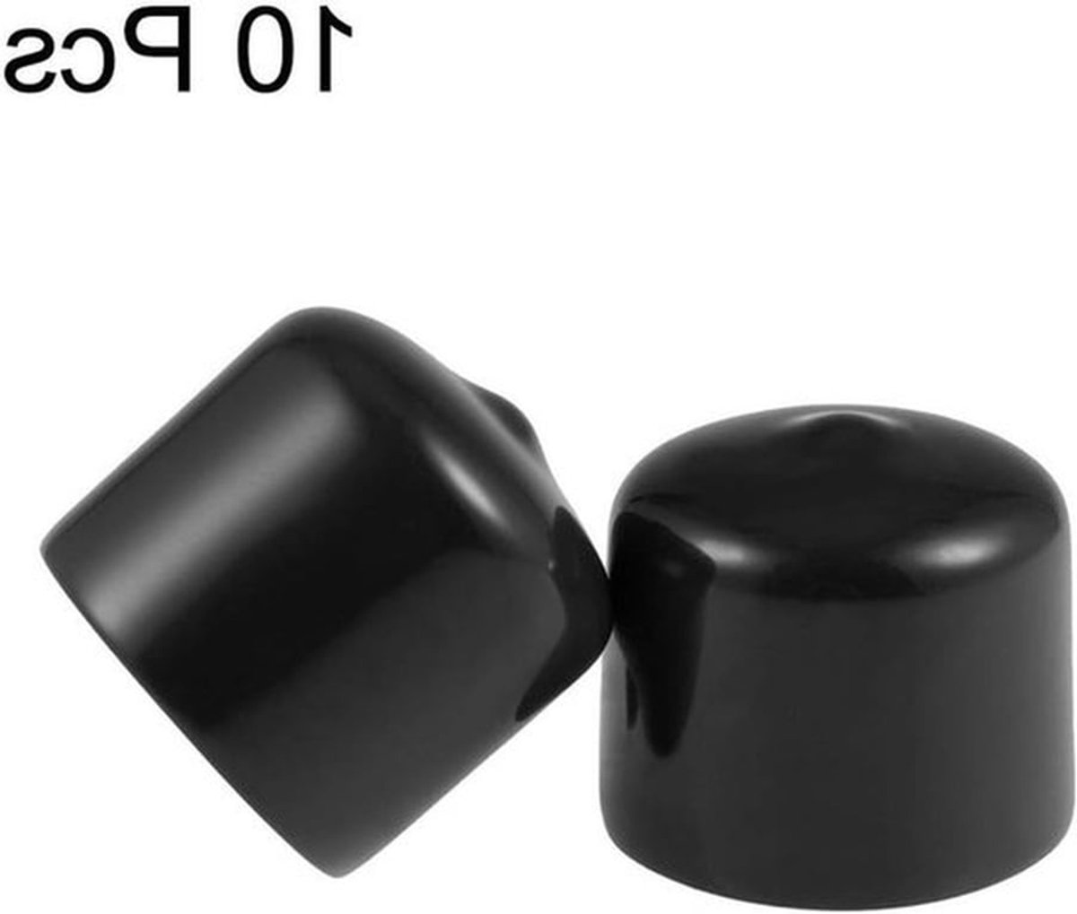 10 Stuks Rubber Eindkappen Zwart, 25mm ID Ronde Flexibele Schroefkappen voor Bescherming van Draad, Buizen en Kabels, Duurzame Vinyl Beschermhoezen