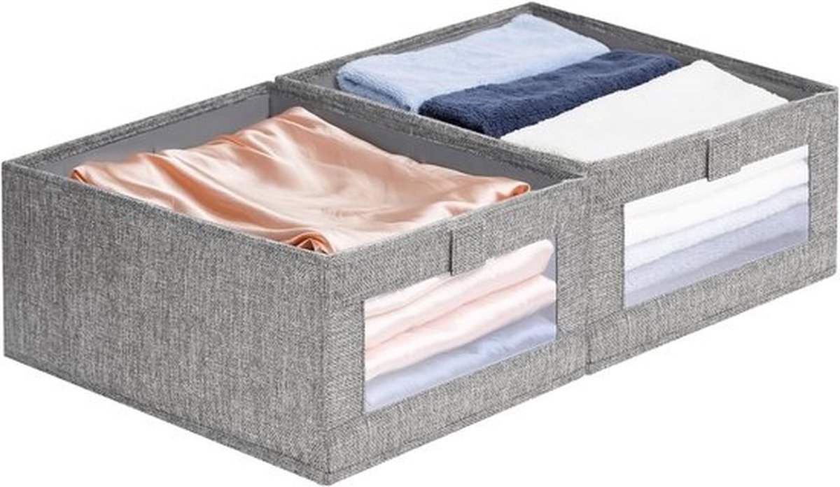 Set van 2 Opbergdozen voor Kleding met Transparant Venster - Ideaal voor Kleding, Boeken en Speelgoed (40 x 27 x 17 cm)