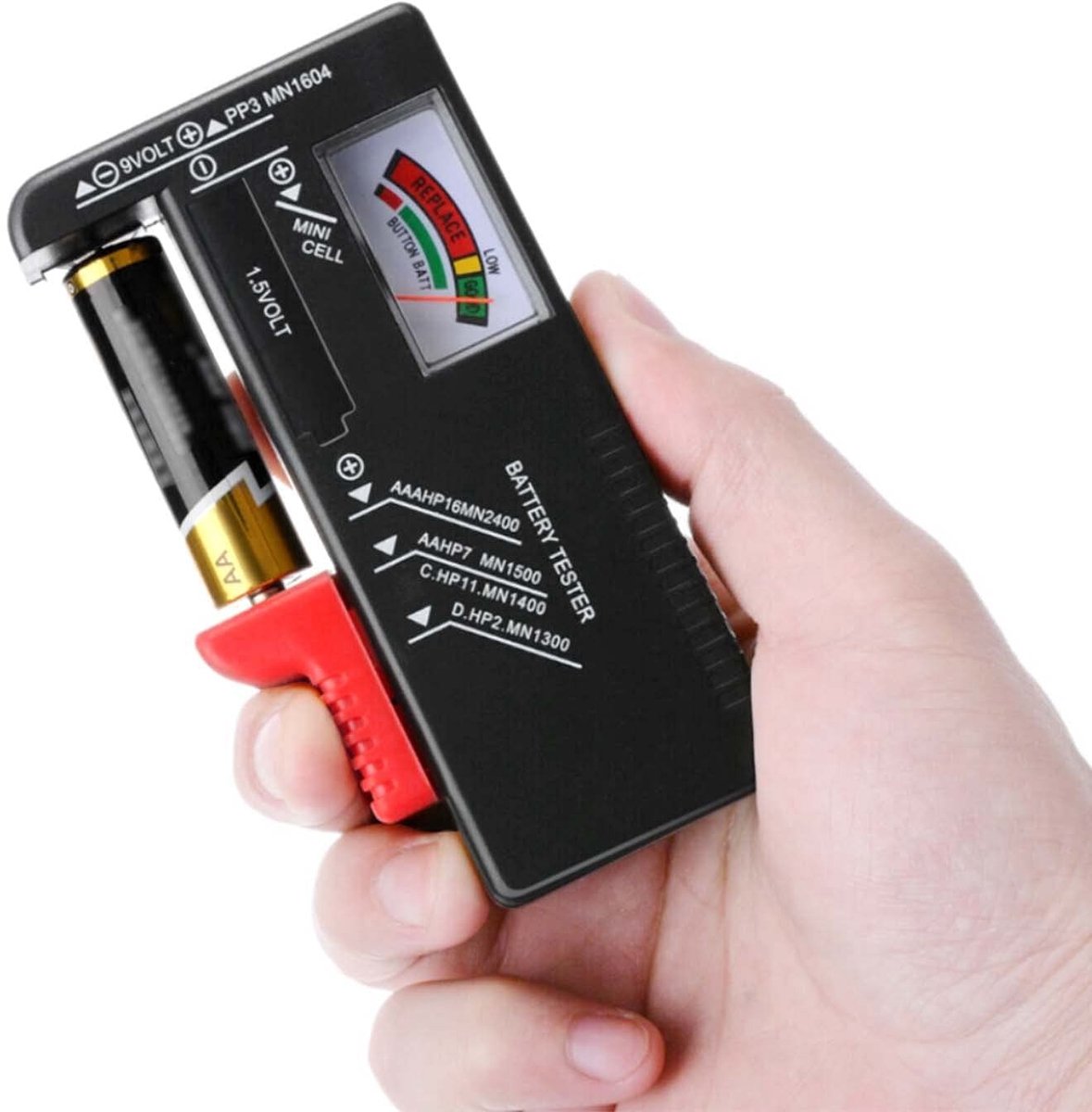 Batterijtester - Groen - Compact formaat - Digitale Voltage Meter - Voor Diverse Batterijen