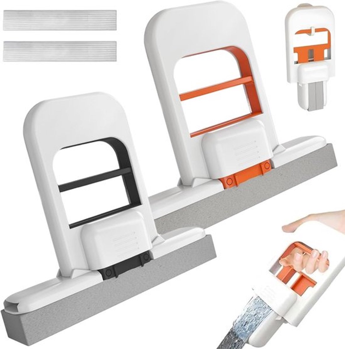 Opvouwbare Tafel Mop Set van 2, Zelfknijper Spons Mop voor Badkamer, Keuken en Ramen, Absorberende Schoonmaak Tool