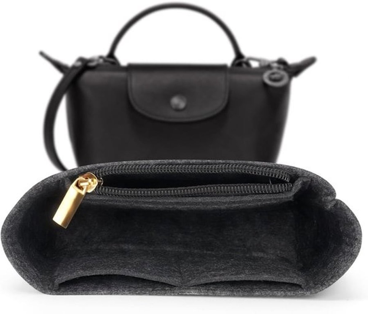 Kleine Dames Tasorganizer - Van Vilt met Multifunctionele Vakken - Voor Longchamp Le Pliage Mini en andere Mini Handtassen