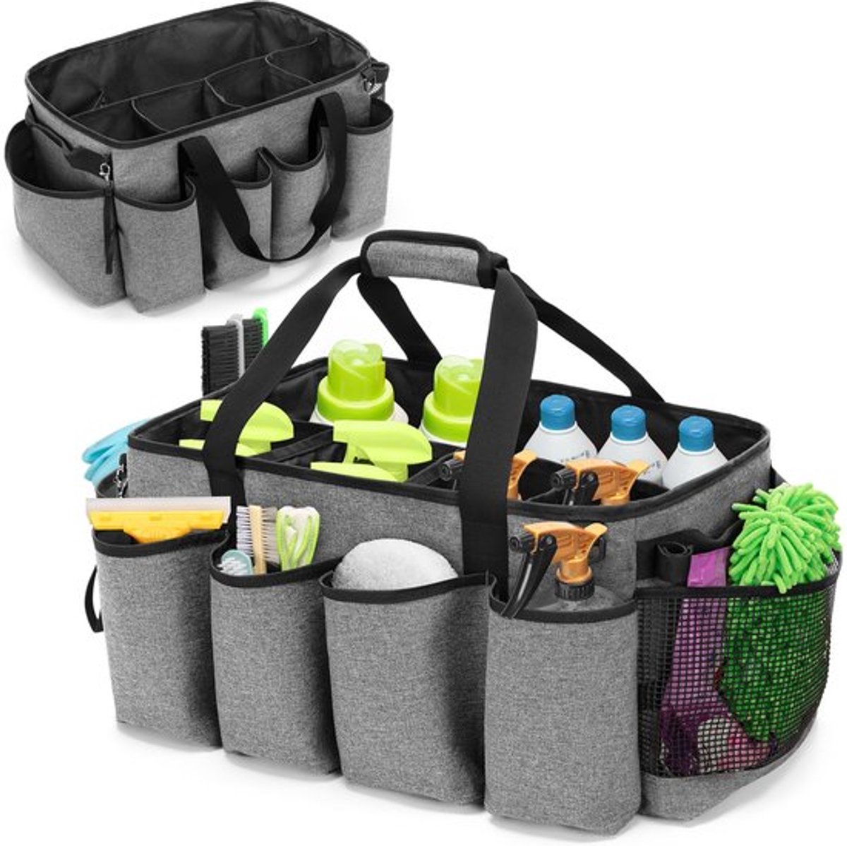 Schoonmaakcaddy Extra Groot - Opbergtas Voor Schoonmaakbenodigdheden - Draagtas Met Vakken - Huishoudelijk Werk - 900 ml Flessen - Efficiënte Organizer
