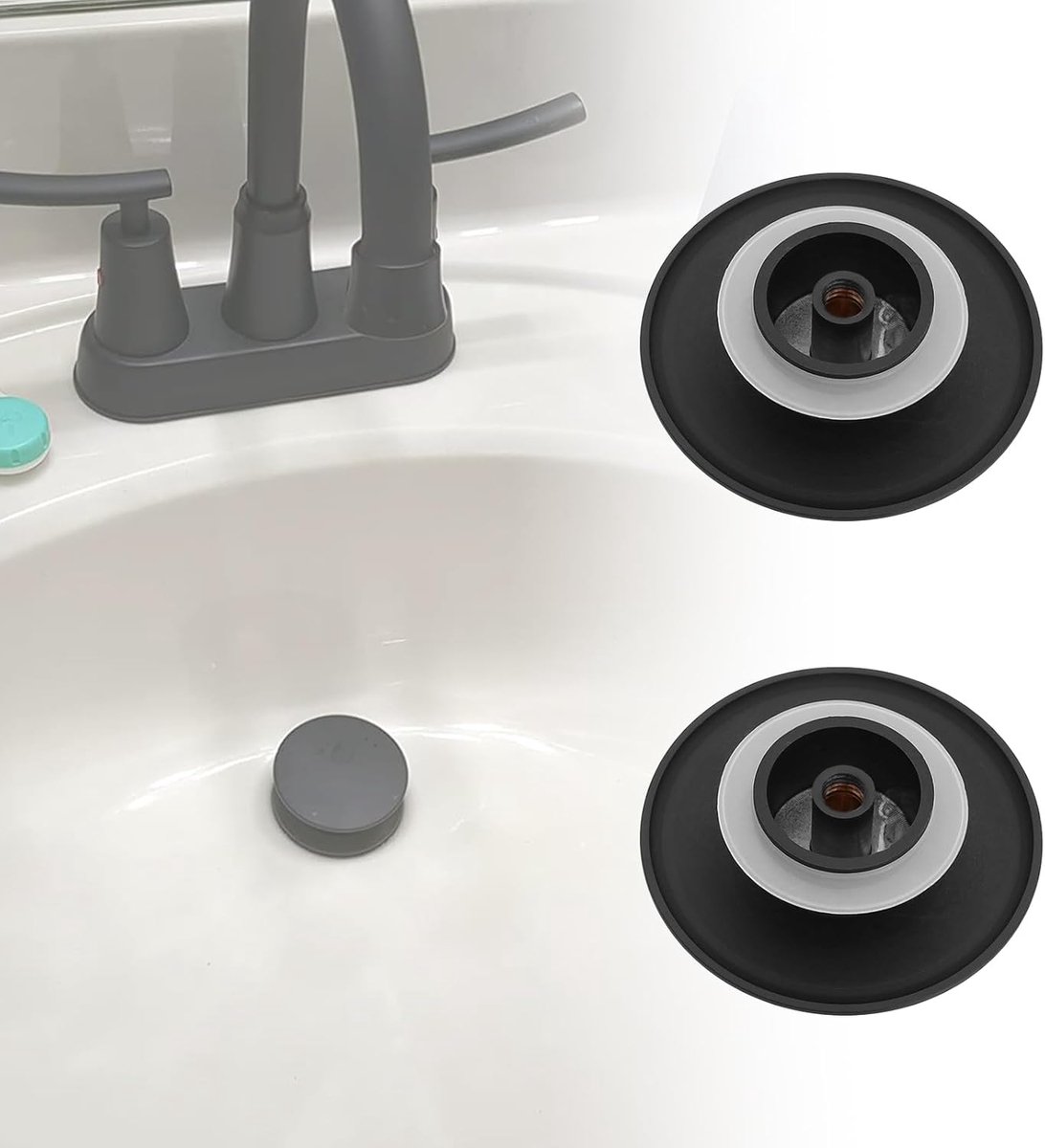 SnelShoppen - 2 Stuks 66mm Koper Afvoerplug Pop Up Wastafel Sink Klik Plug Voor Badkamer Keuken Sink M6 Schroefdraad Geschikt Voor 28.5mm Gat