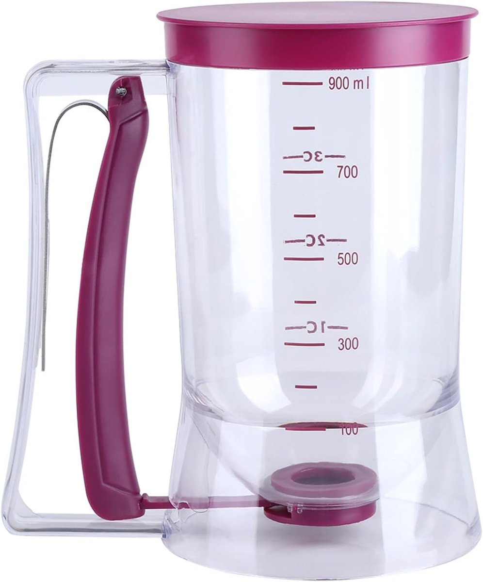 SnelShoppen - Cakebeslagdispenser 900 ml Handmatige Beslagdispenser Bakgereedschap met Maatbeker voor Pannenkoeken, Cupcakes en Koekjes - Voedselveili
