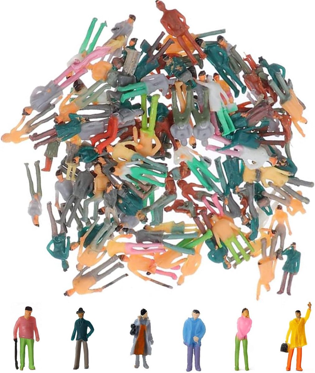 VICDUEKG 100 Pieces Mini Model Railway Figures, People Painted Seated and Standing Persons, Various Poses Miniature - ShopVlot
