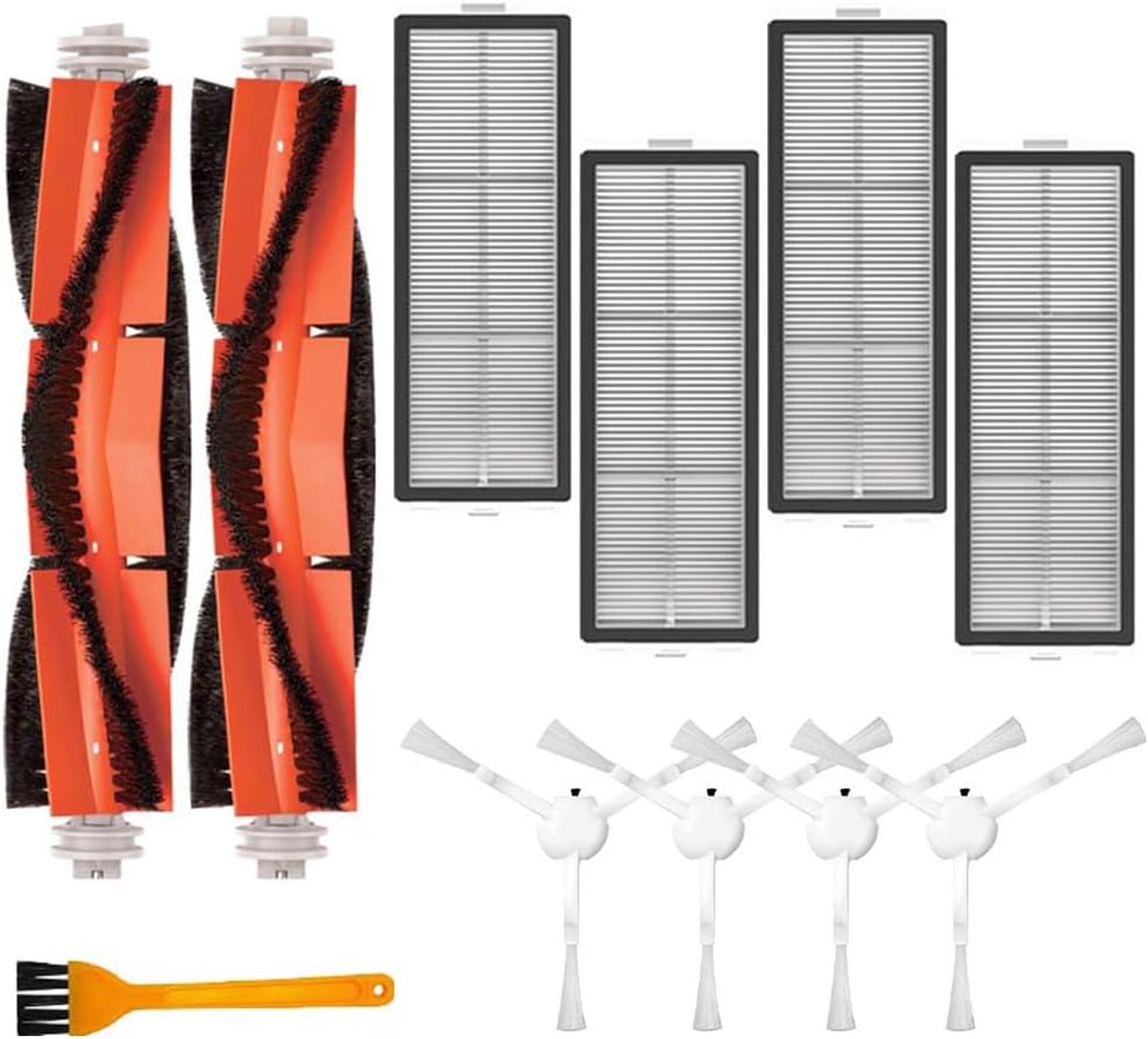 SnelShoppen - Dreame D10 Plus Accessoire Kit voor Robotstofzuiger, 11 vervangingsonderdelen, 2 hoofdborstels, 4 filters, 4 zijborstels, microvezeldoek