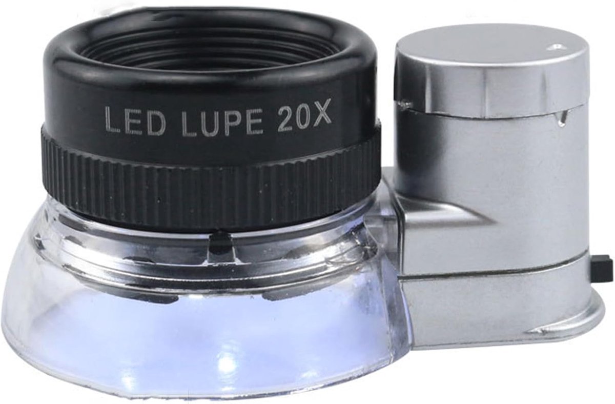 SnelShoppen - Pocket Size 20X Vergrootglas met Verstelbare Zoom en Verlichting - 6 LED Lampjes - Draagbaar voor Stoffen en Fabrics - Ideaal voor Hobby
