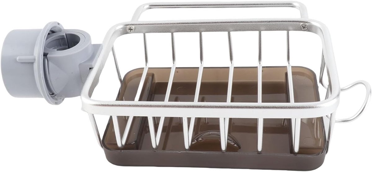 SnelShoppen - Multifunctionele Keuken Spoelbak Organizer met Druipbak - RVS Spons Houder voor Afwasborstel en Zeep - Uitbreidbaar tot 5x7 Inch - Zilve