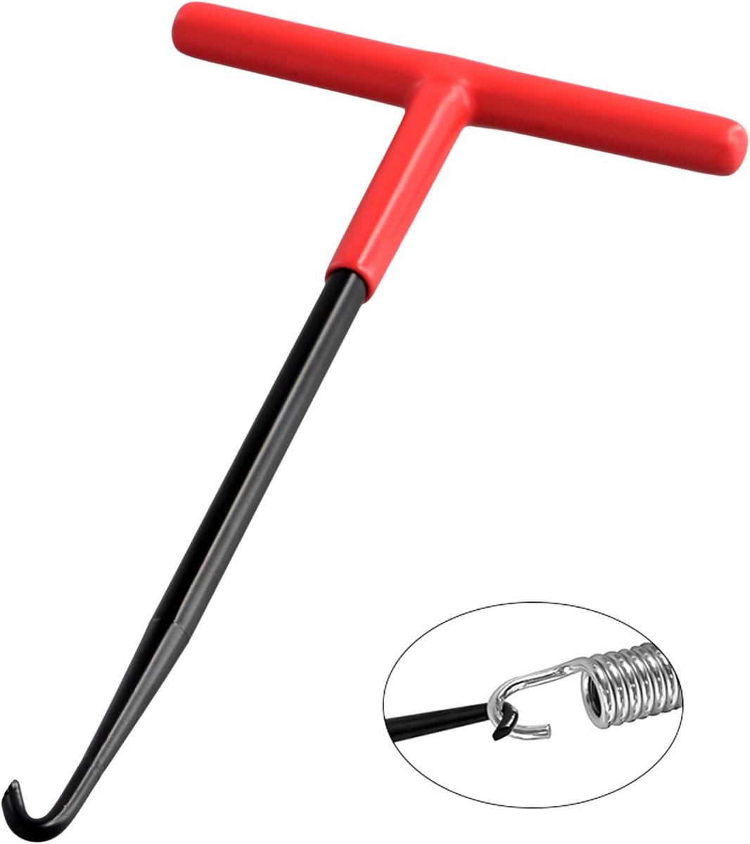 SnelShoppen - Uitlaatveer Haak - Stalen Veerpuller - T Handgreep Motor Gereedschap voor Motorfietsen en Scooters - 16 x 8.5 cm