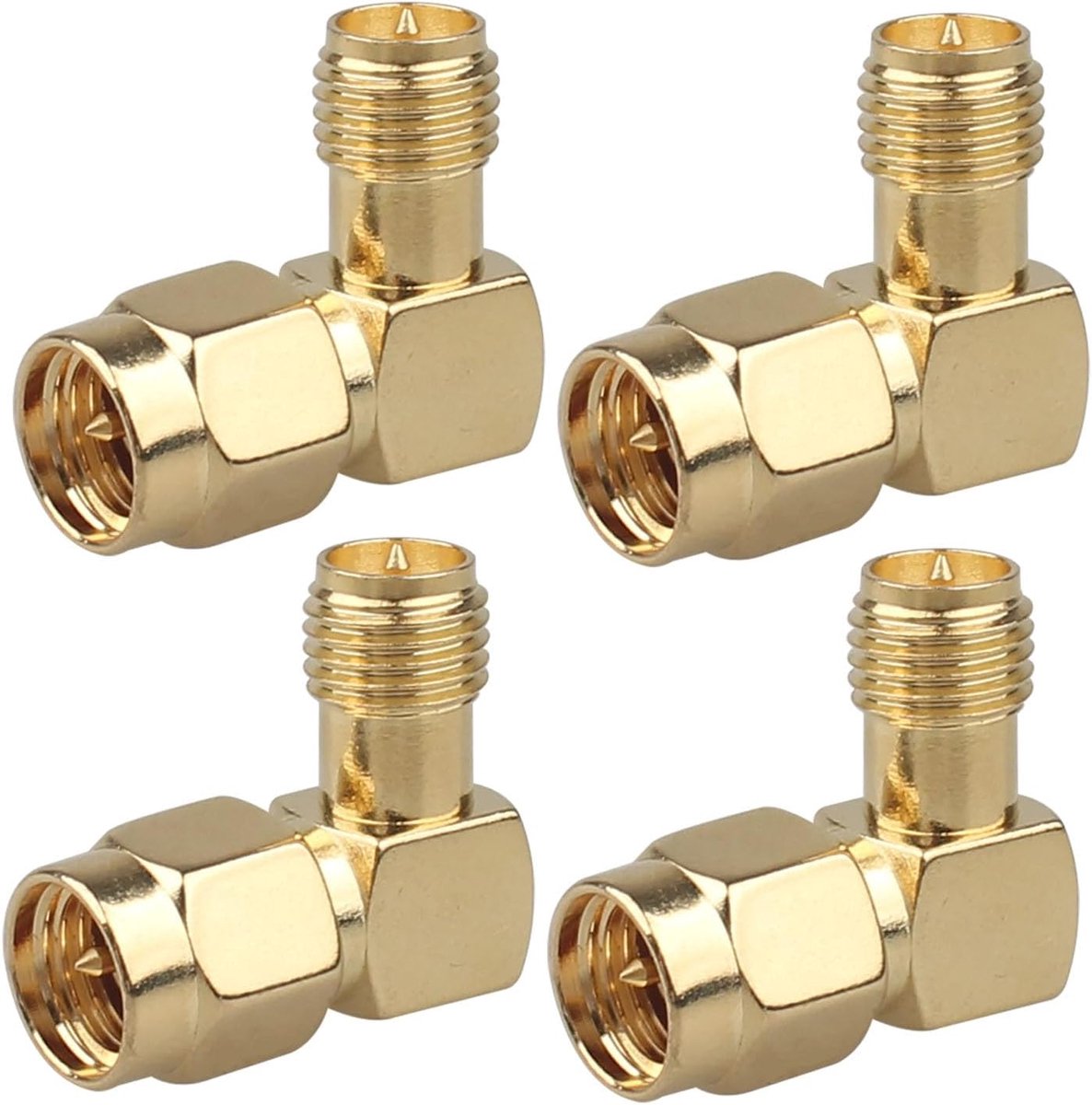 SnelShoppen - 4 Stuks SMA Male naar RP-SMA Female Adapter 90 Graden Hoekconnector Coaxiaal Geschikt voor 4G LTE Antenne FPV Drone Wifi Router Beveilig