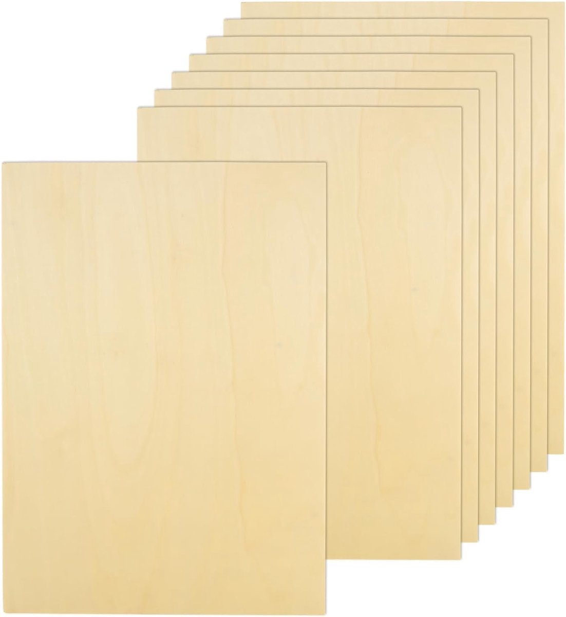 SnelShoppen - Pack van 12 Houten Panelen, Plywood, 420 x 300 x 1.5 mm, Voor Creatieve Klussen, Onbehandeld Lindenhout, Ideaal Voor Modelbouw, Lasergra