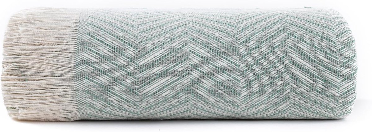 SnelShoppen - Multifunctionele Bedsprei, Bedsprei, Sofakleed, Garapas, Gemaakt in Spanje, Herringbone Patroon, 180 x 260 cm, Groene Kleur, Ideaal voor