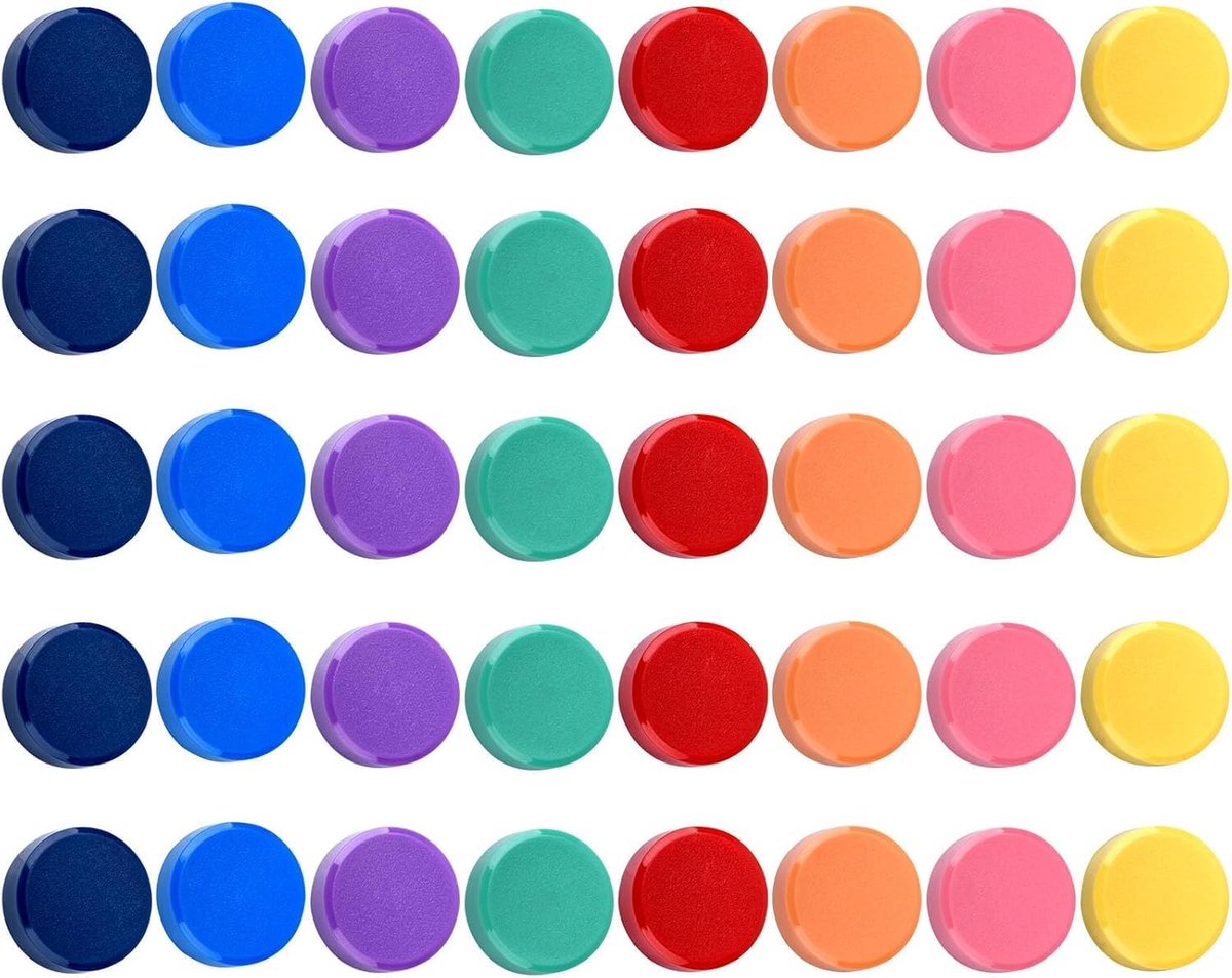 SnelShoppen - 40 Stuks Sterke Magneten - 8 Kleuren Magneten voor Whiteboard, Koelkast, Magnetisch Bord, Prikbord - Kleine Mini Kleurrijke Ronde Magnet