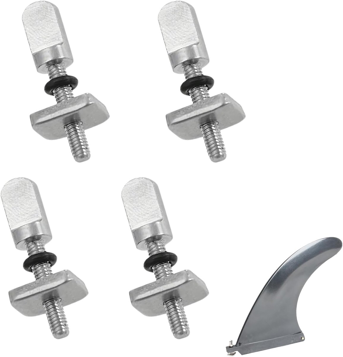SnelShoppen - 4 Stuks Surfboard Fin Schroeven M4 - Hoogwaardige 316 RVS Surfboard Schroeven met Siliconen Ring - Universele Schroeven voor SUP's en Lo