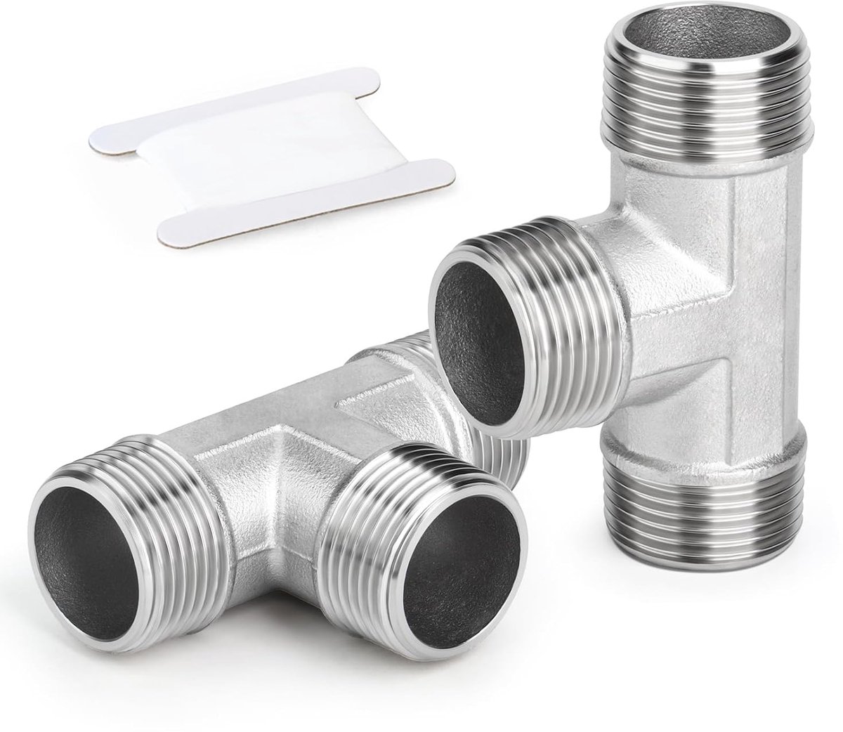 SnelShoppen - 2 Stuks Roestvrij Staal 304 1/2" BSP Mannelijke T-vormige 3 Weg Verbindingsstuk voor Water/Olie/Gas - Verstelbaar en Duurzaam