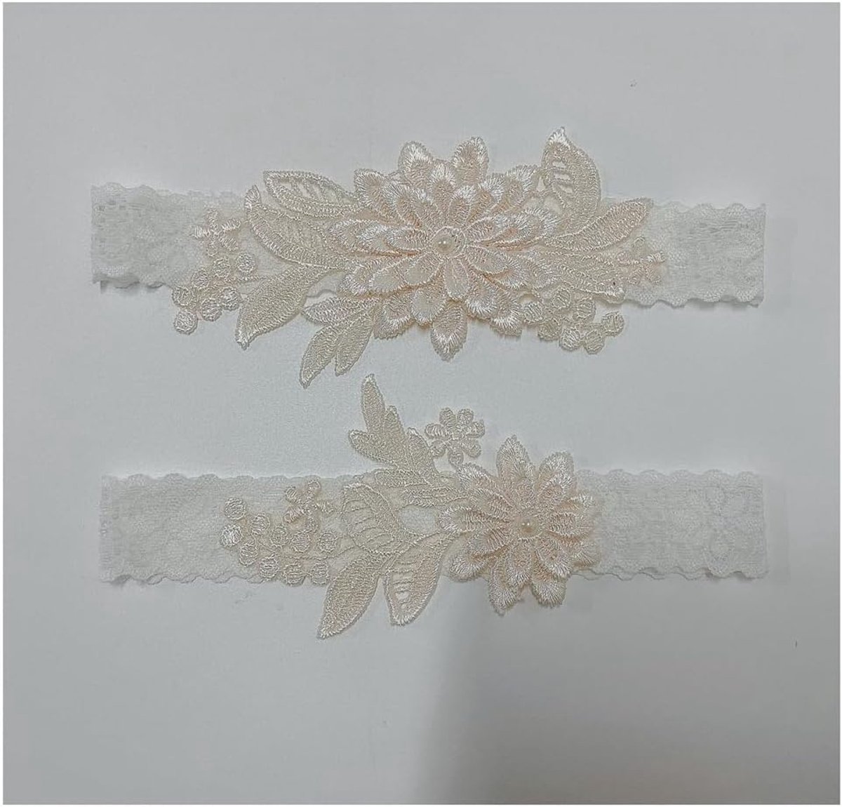 SnelShoppen - 2 Stuks Kanten Bruids Garter voor Vrouwen, Sexy Bloemen Kanten Elastische Garters, Beenring met Bloemmotief, Bruiloft, Verjaardag, Cospl