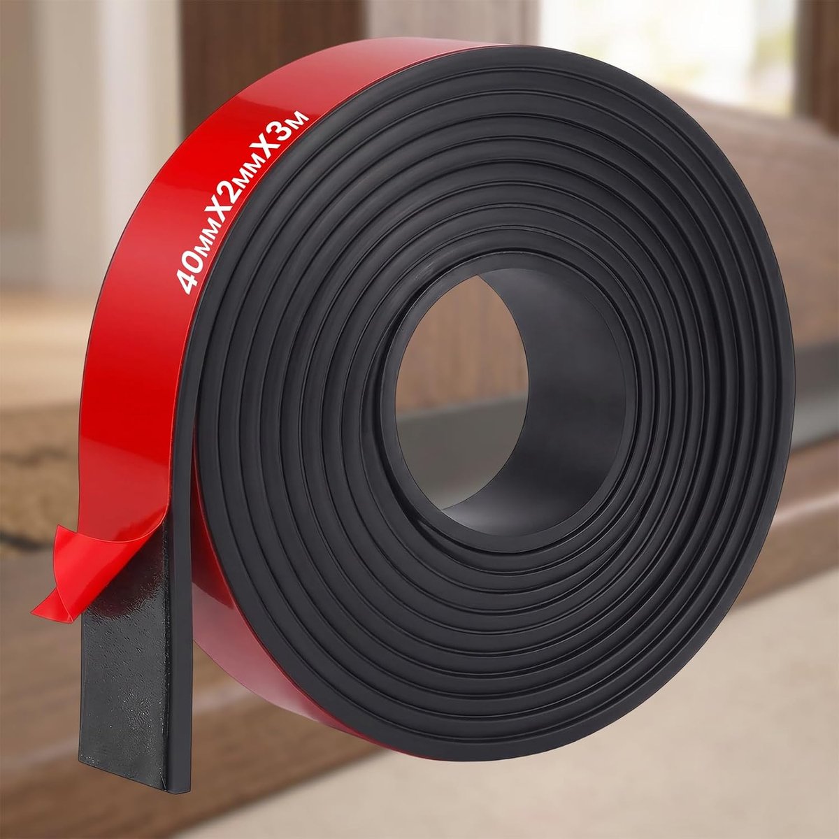 SnelShoppen - Rubber Strip Lijm voor Geluiddemping | Aanrijdingspreventie Stevige Rubber Profiel 40mm×2mm×3m - Zelfklevend voor Raam- en Deurbeschermi