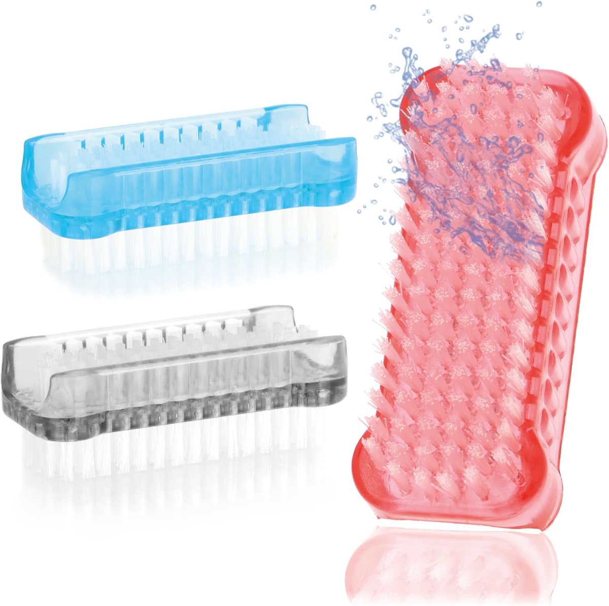 3 x Hand Wash Brush - Nail Brush Made of Plastic - Hand Brush Double-Sided - ShopVlot