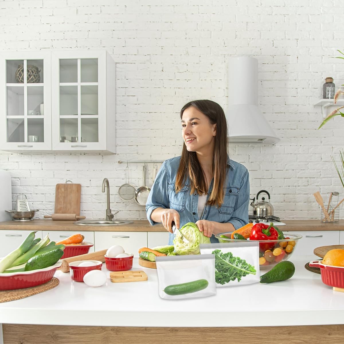 Dailygoods- Vrieszakken 10 Stuks - Herbruikbare Siliconen - Waterdicht - Lekvrij - BPA-vrij - Geschikt voor Voedsel - Opbergzakken — cadeau in Cadeau-ideeën - foto 3