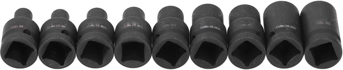SnelShoppen - Tap Socket Set 9-delig M6 M8 M10 M12 M14 M18 M20 M22 M24 Verbinders Hoogwaardig Cr Molybdeen Staal voor Elektrisch of Handgereedschap