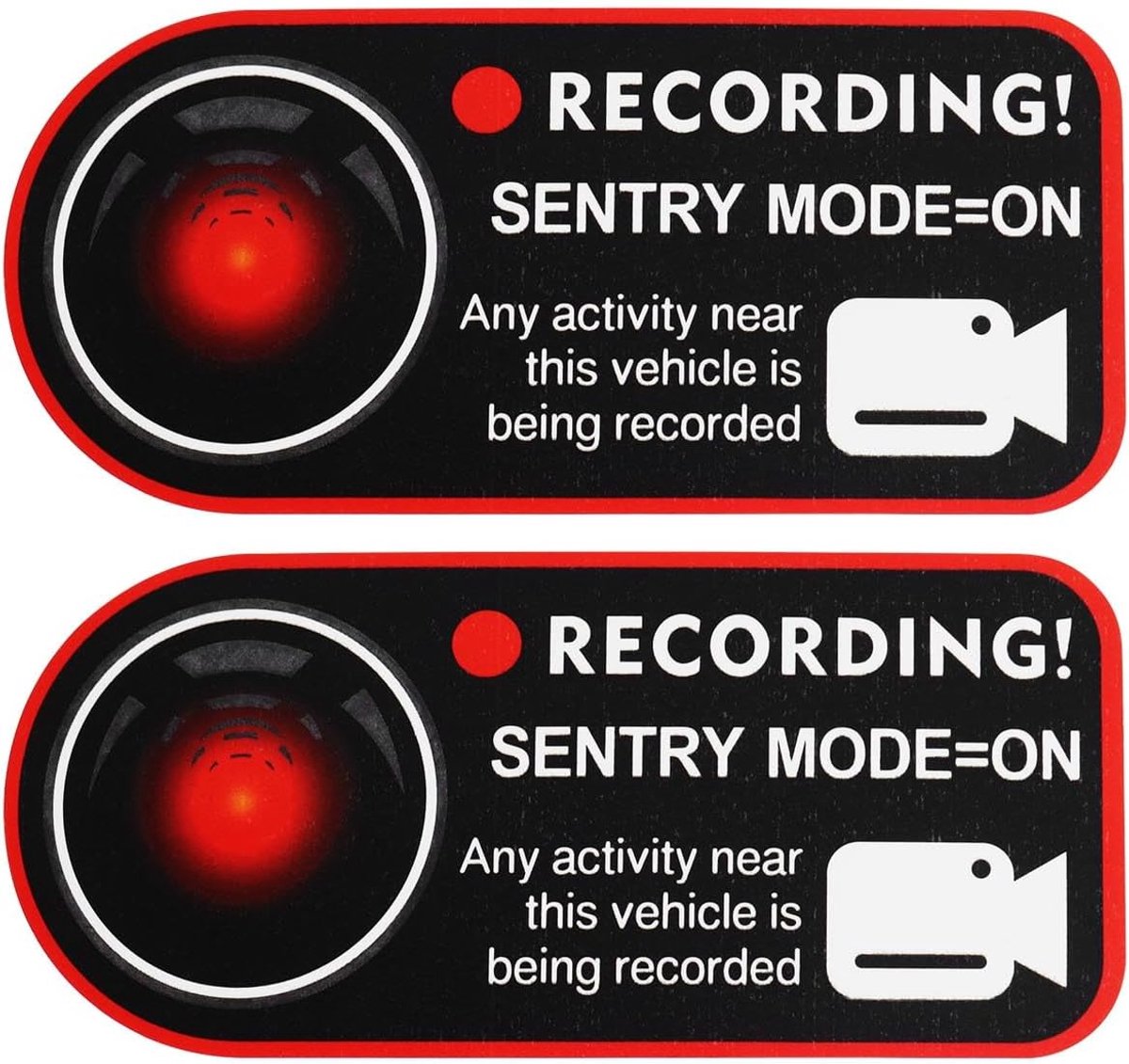 SnelShoppen - 2 Stuks Sentry Statistische Stickers Voor Raam Camera Opname Waarschuwing Stickers Voor Auto Tesla Model 3 X S Y