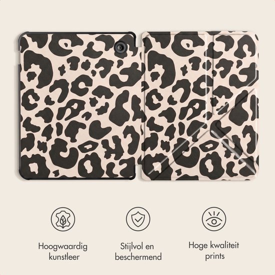 imoshion Ereader Cover / Hoesje Geschikt voor Kobo Libra Colour - imoshion Design Origami Bookcase - Leopard van iMoshion — afbeelding 2