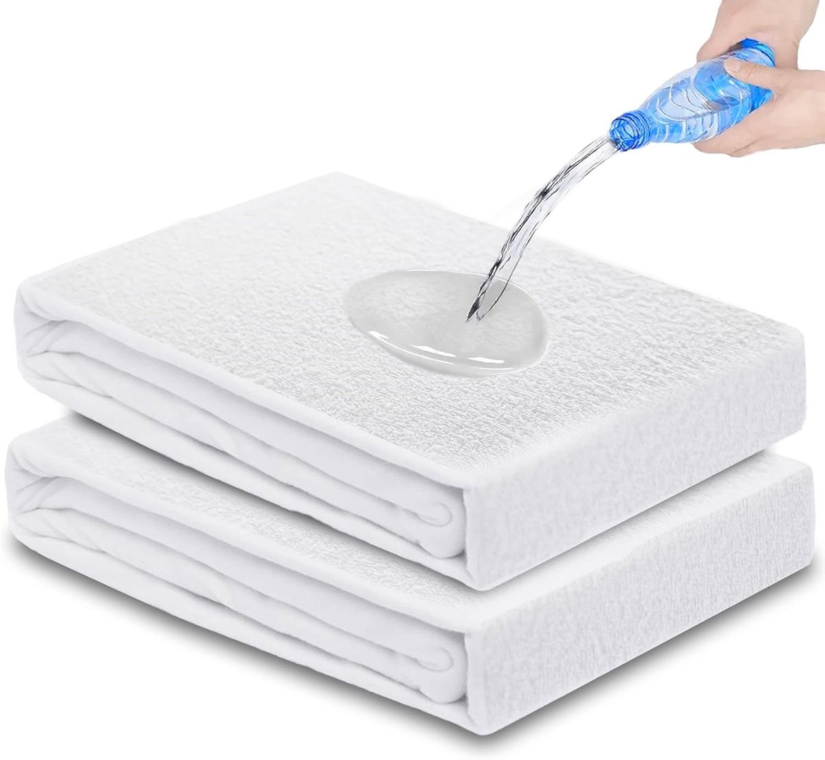 Waterdichte Matrasbeschermer - Wit - 160 x 200 x 30 cm - Premium Badstof met Elastische Randen - Voor Maximale Bescherming