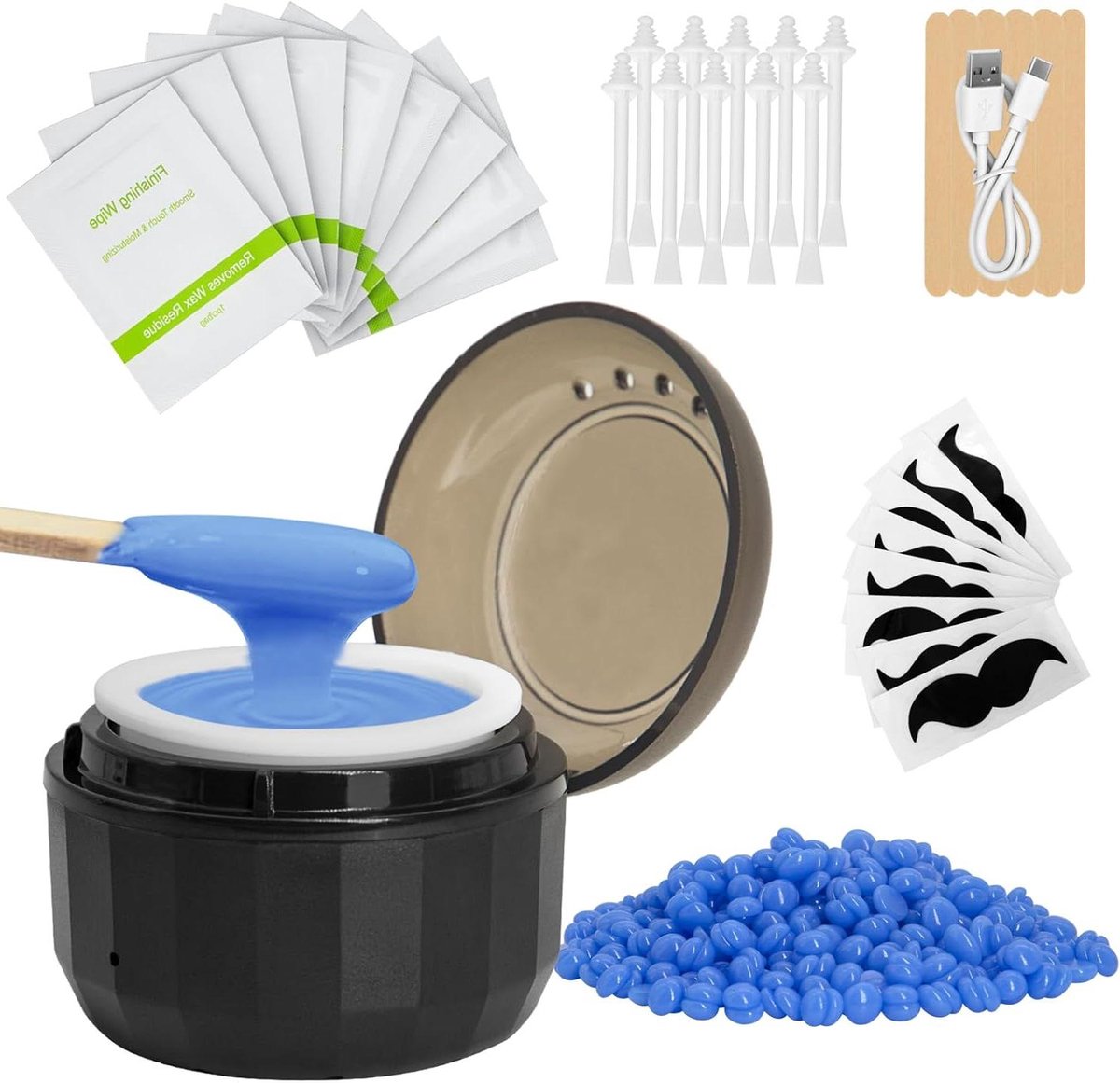 Neushaar Wax Set - Wax Kit - Gezichtsverzorging Thuis - Snelle USB Verwarming - 50g Wax - Zwart