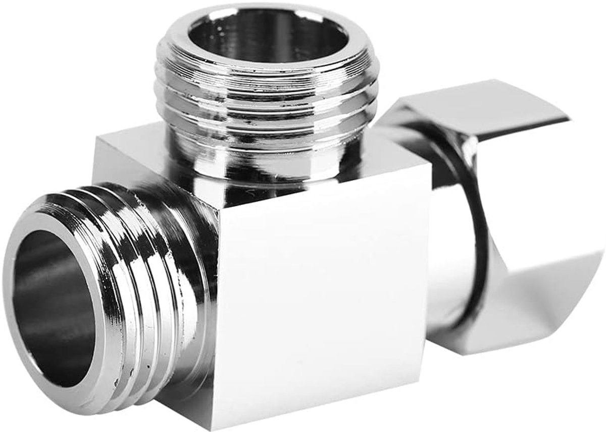 SnelShoppen - 3-Weg Douche Inverter Water Scheider Messing met Verchroomde Afwerking Douche Adapter T-vormig Met 1 Ingang en 2 Uitgangen