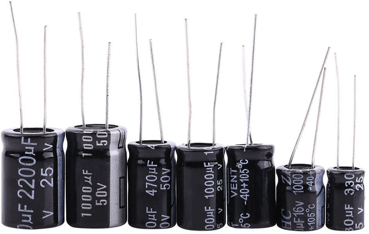 SnelShoppen - 125 Stuks Electrolytische Condensatoren Assortiment Set 1uF-2200uF Laag Voltage voor Elektronische DIY Projecten - 25 Waarden x 5 Stuks