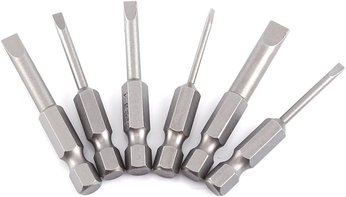SnelShoppen - 6-delige Schroevendraaier Bits Set S2 Legering Magnetisch 50mm - 0.25" - Voor Klussen, Elektronica, en Meer