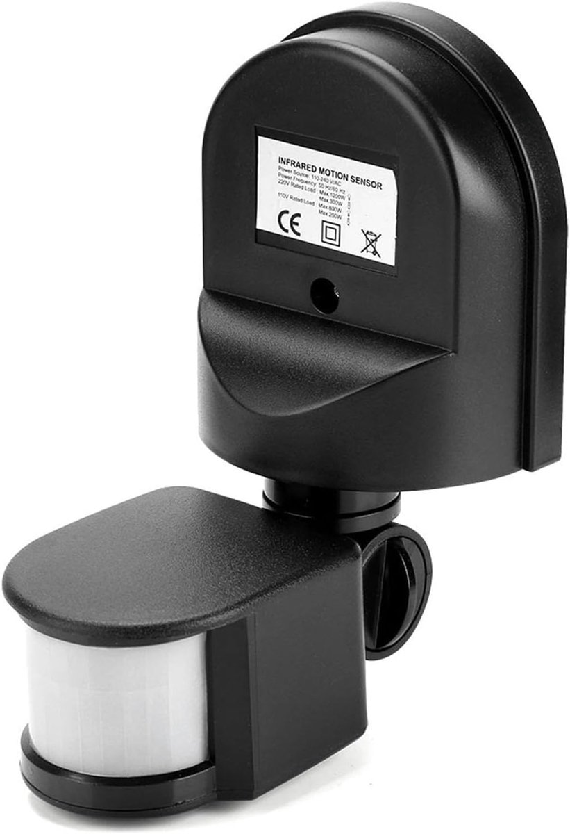 SnelShoppen - 110V-240V Verstelbare PIR Bewegingssensor LED Lamp met Installatieschroeven (Zwart) voor Tuin, Keuken, Garage