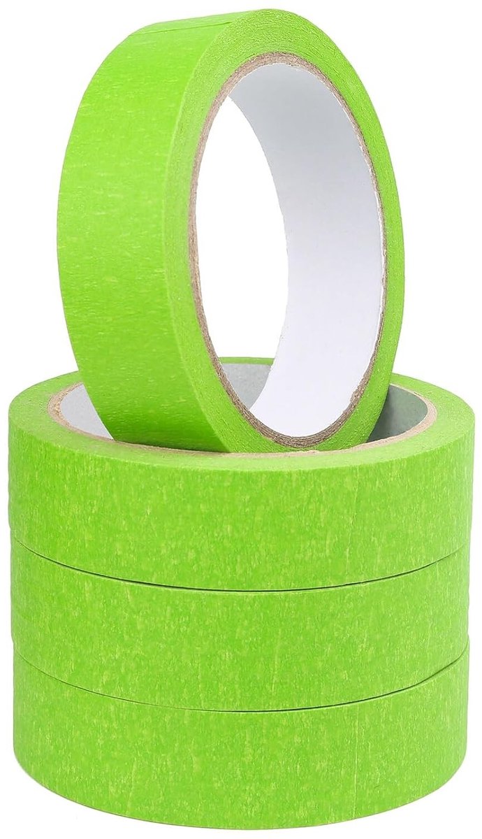4 Rollen Maskertape Groen - Crepe Papier Plakband voor Schilderen, DIY Projecten en Muurdecoratie - 25mm x 20m