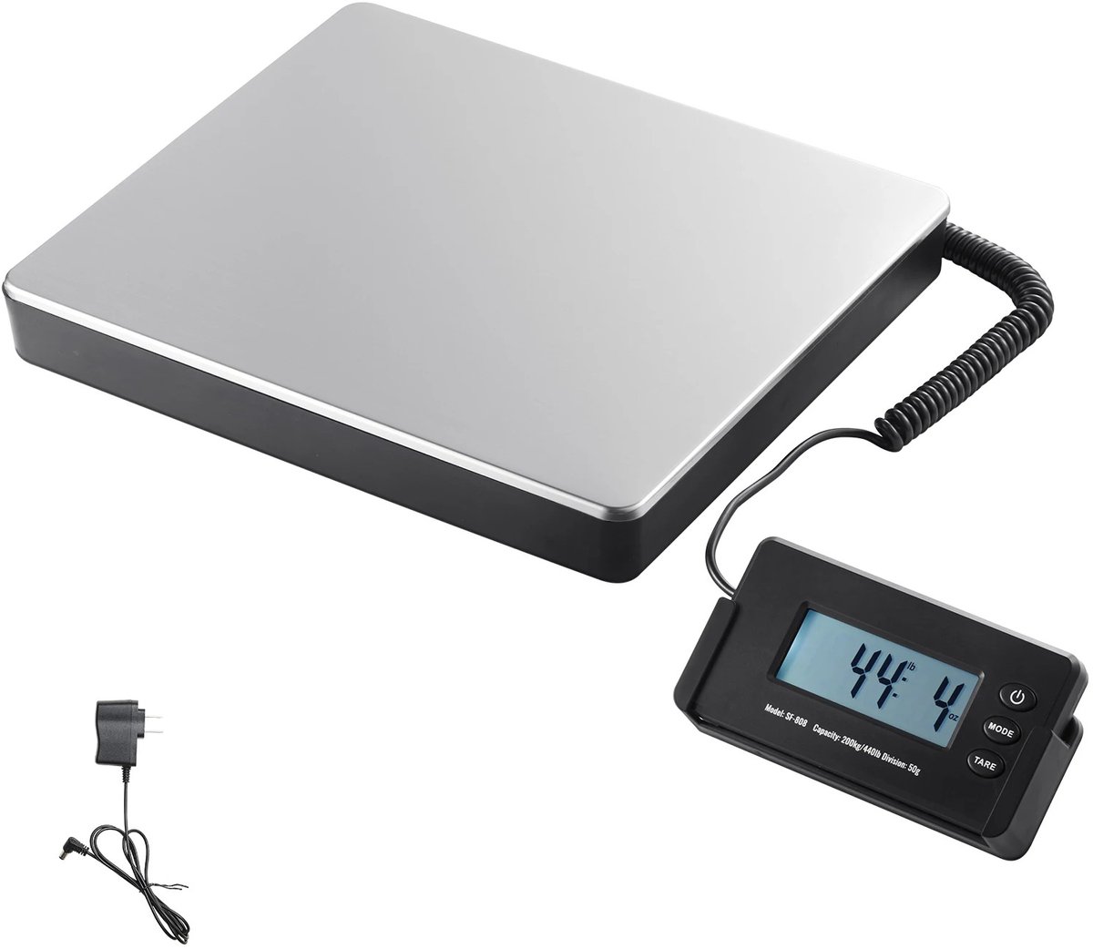 SucceBuy digitale weegschaal - 150 g tot 200 kg - keuken en verzendweegschaal - met timer tarrafunctie - HD Lcd-scherm - Draagbare pakket- en postweegschaal