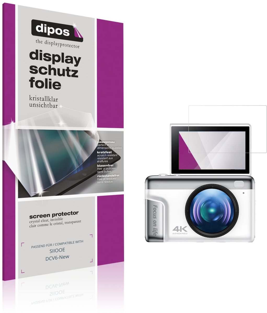 dipos – 4x Beschermfolie geschikt voor SIIOOE DCV6-New | Krasbestendige & heldere Screenprotector Ultra-Thin