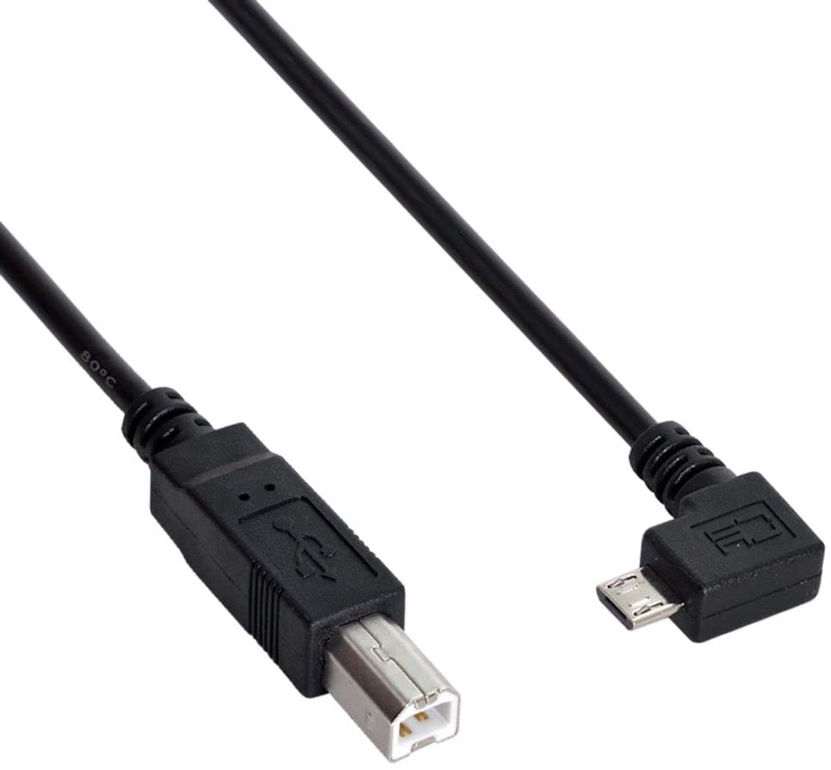 SnelShoppen - 30cm Rechte Hoek 90 Graden Micro USB OTG naar Standaard B Type Printer Scanner Hard Drive Kabel - Data Overdracht Kabel voor Printer, Sc