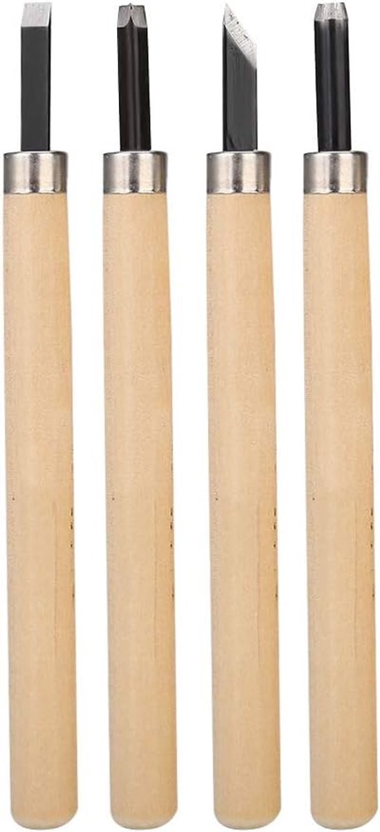 SnelShoppen - Professionele Tr?mes Gereedschapset - 4-delige Carving Tools Set voor Houtbewerking - Robuust Houten Handvat - Perfect voor Tuin, Keuken