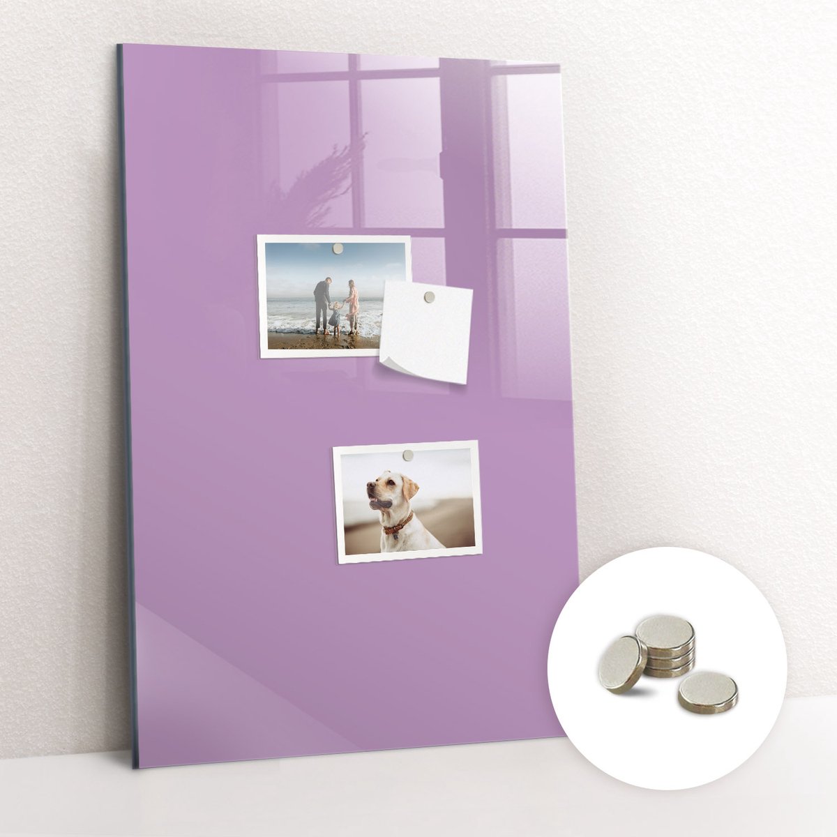 Tulup Glassboard - Lila kleur Magneetbord - 40 cm x 60 cm - Magnet Board - Wanddecoratie Kantoor - Magnetisch Bord Lila - Inclusief Gratis Magneten - Memobord Keuken - Magneetbord Rechthoekig