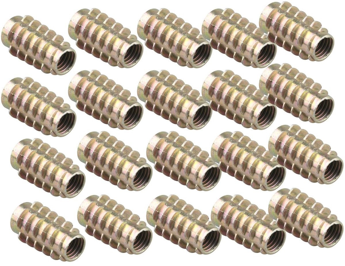 20PCS M8 x 25MM Insert Nut Wooden Furniture Thread Screws Flange Hex Socket Fasteners for Beds Wardrobe Closet Crib - ShopVlot