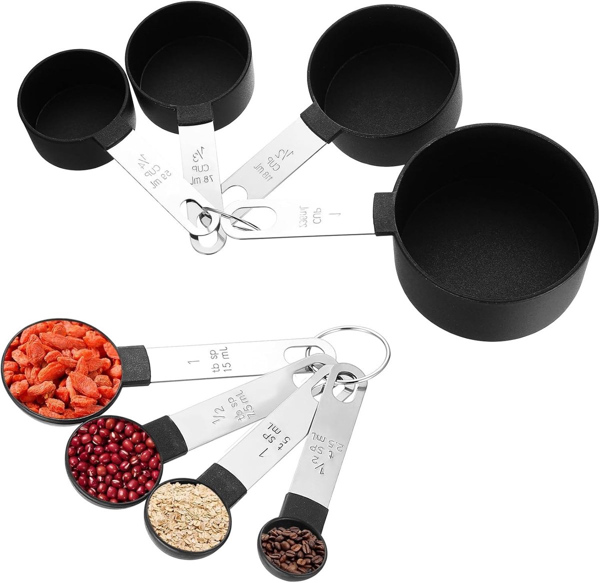 Maatlepelset - Multicolor - 11-delige Set - Siliconen met Duidelijke Meetgegevens - Voor Koken en Bakken