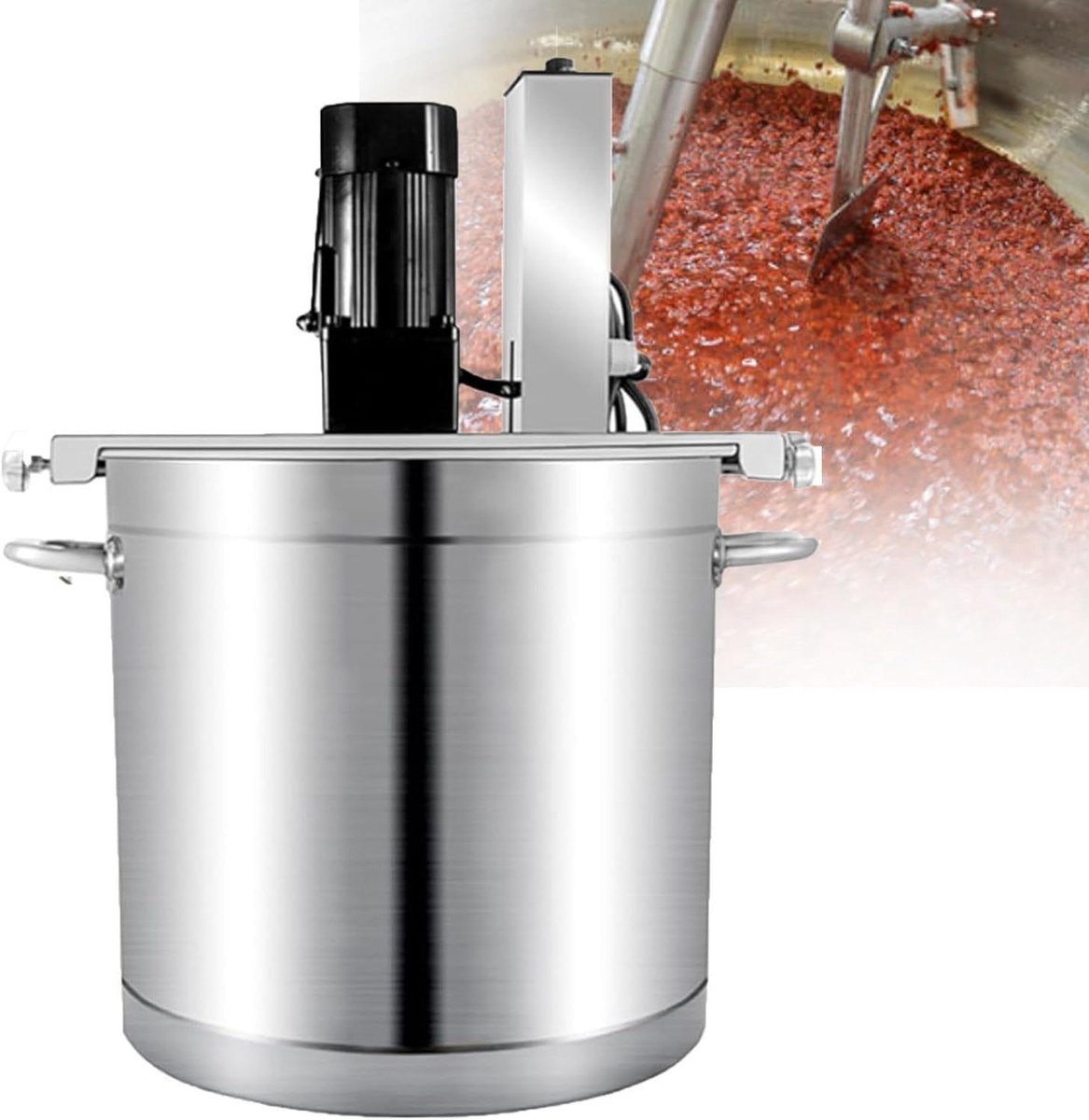 Keukenmixer Met Verwarming - Automatische Mixer Stoofpot - Sausen en Stoofpotten Maken - Roestvrij Staal Dubbellaagse Schraper - 25L - Zilver