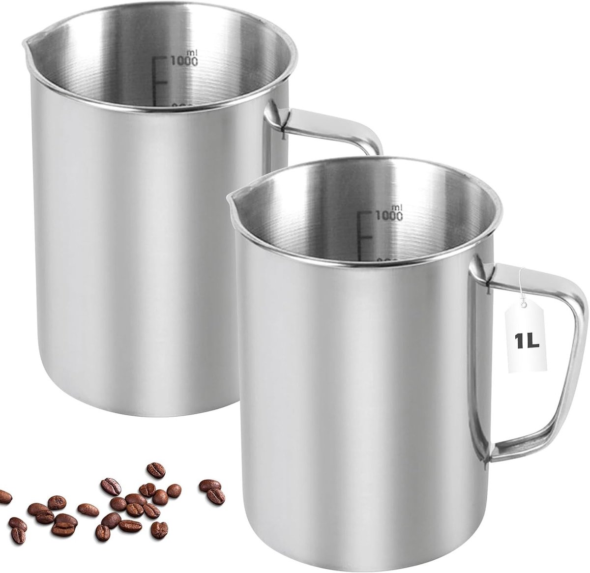 Maatbeker - Zilver - 14,5 x 11,5 cm - Roestvrijstalen Maatbeker met Schaal - Voor Koken en Serveren