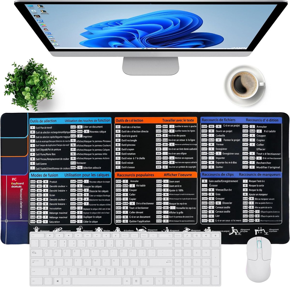 SYCEES Grote muismat voor het bureau, 90 x 40 cm, Frans - ShopVlot
