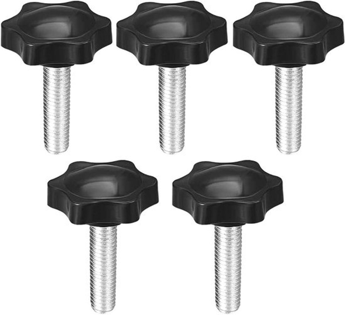 5 Stuks M8 x 55mm Klem Schroefknop Stervormig met 38mm Diameter, Plastic Hoofd voor Klemmen en Grip