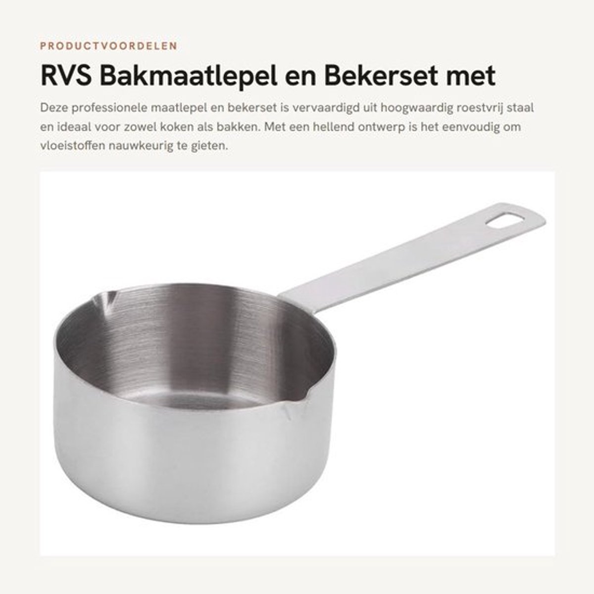 Bakmaatlepel 304 Roestvrij Staal - Maatbeker 1/4 Kop (60 ml) - Keukengerei - Handvatontwerp - Geschikt voor Koffie/Bakken