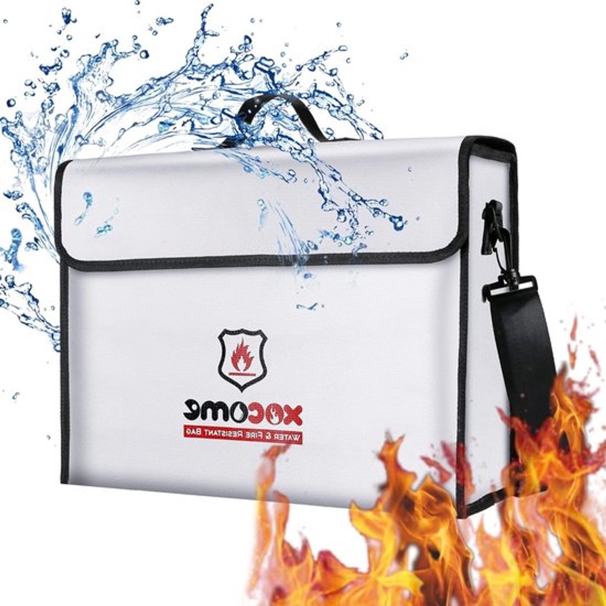 Brandveilige Documententas met Dubbele Bescherming, Waterdichte Rits, Ideaal voor Documenten, Paspoorten en Waardevolle Spullen, 16 x 12 x 5 inch
