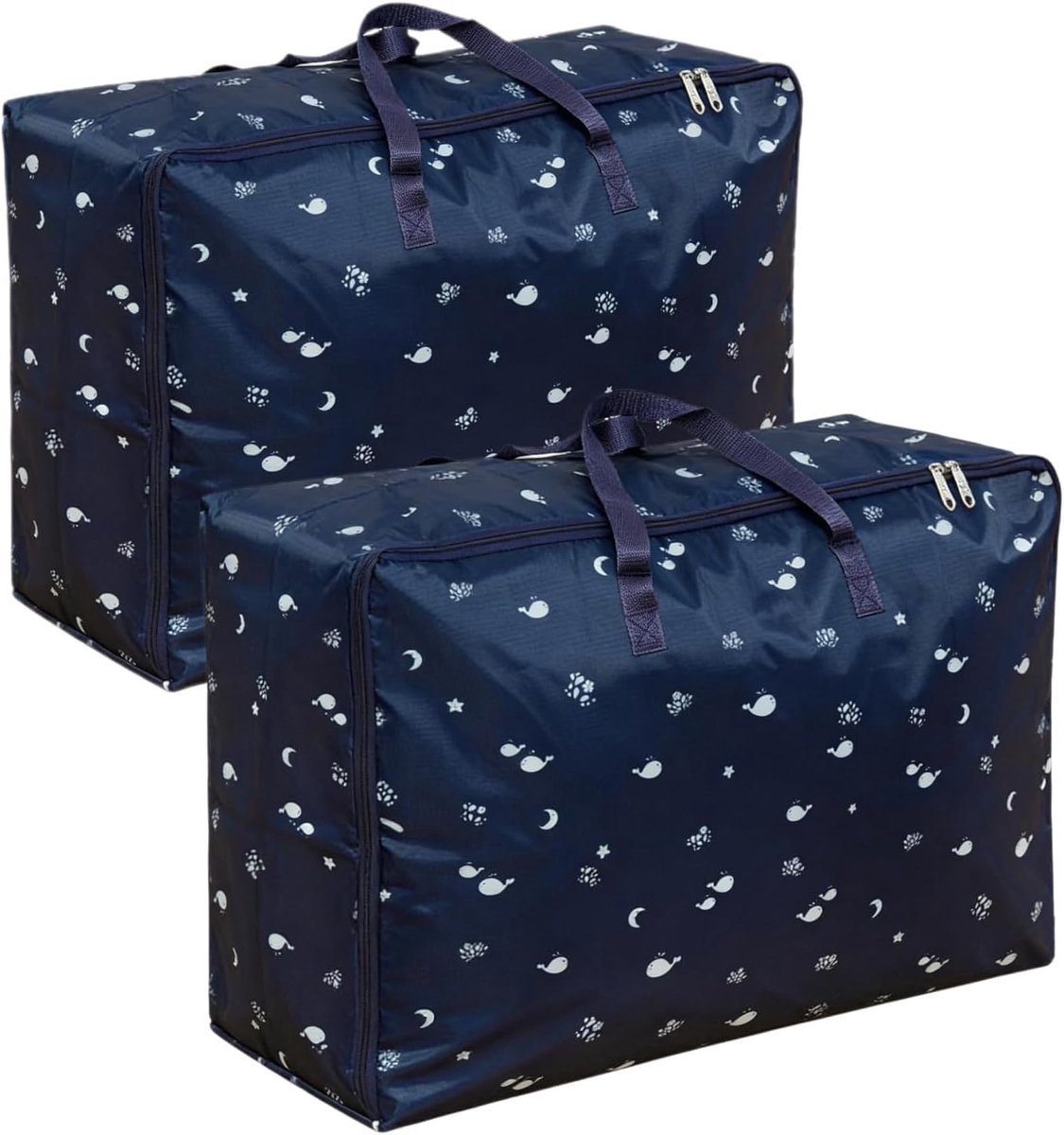 SnelShoppen - 2 Stuks Extra Grote Opbergtassen voor Dekbedden - Waterdichte Kledingopslag met Ritssluiting - Oxford-Weefsel - Donkerblauw - 75 x 50 x