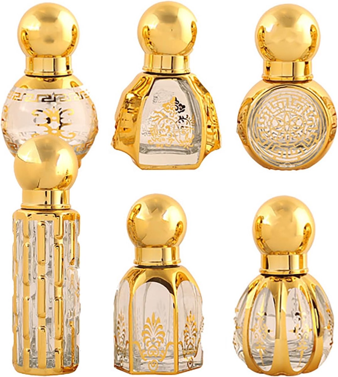 SnelShoppen - Rolflessen met Etherische Olie 10 ml - Verpakking van 6 Stuks - Navulbare Mini-Glazen Rolflessen - Schokbestendig en Corrosiebestendig -